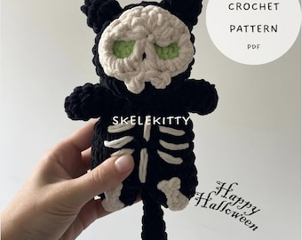 Patrón de crochet de Skelekitty / Amigurumi de Halloween en PDF