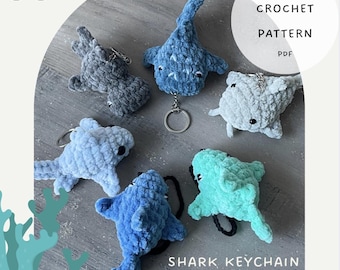 Shark Keychain Pattern Pack - Crochet Pattern PDF - 6 in 1 Bundle