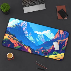 Mountain Desk Mat: Minimalist Japandi Style XL Mouse Pad