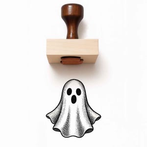 Ghost Rubber Stamp - Spooky Halloween Craft, Wood Mounted
