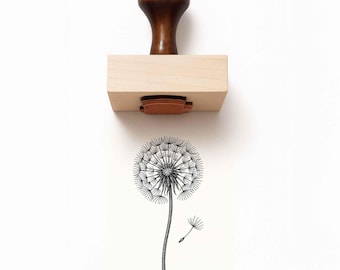Dandelion Rubber Stamp – Botanical Journaling Stamp, Maple Wood Mounted