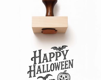 Happy Halloween Rubber Stamp – Spooky Wood Mounted Stamp