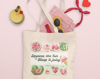 Organic Cotton Watermelon Tote Bag – Summer Fruit Market Bag