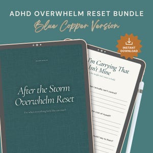 ADHD Overwhelm Reset Bundle | Digital Planner for Hard Days | Brain Dump Canva Template Blue