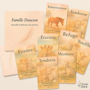 Oracle de la famille Douceur – 7 cartes illustrées avec dos + livret explicatif (PDF à imprimer)