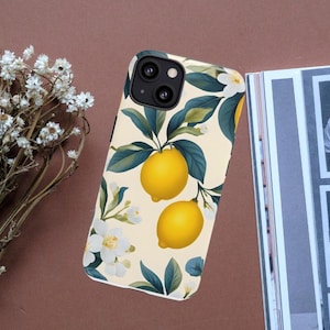 Fruity Phone Case, Lemon Blossom Phone Case, Tough Cases, Trendy Floral Design, Yellow Lemon Gift, Cute Fruit Phone Cases, Gifts for Women