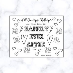 Happily Ever After Savings Challenge | Budget Planner Magical Vacation Mom Adult Coloring Sheet Printable Finance Tracker