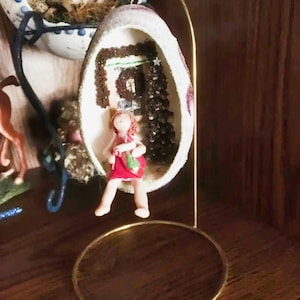 Christmas Goose Egg Diorama of a Little Girl&#39;s Tree, Decorated Egg, Egg Art, Gift Idea, NO COUPONS