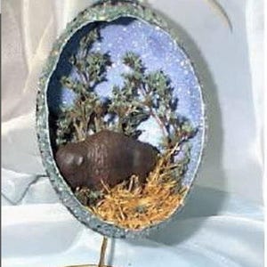 Hand Decorated Collectible Buffalo Emu Egg Diorama, Egg Art, Gift Idea, Home Decor