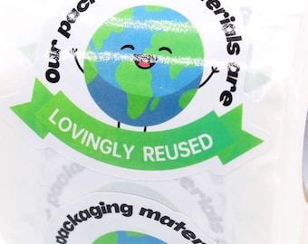 2 Inch Reused Recycle Packaging Stickers, Small Business Supplies