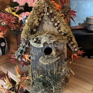 Rustic Wooden Bird House For Indoor Decor, Vintage Bird House, Natural Materials, Mother's Day Gift Idea,  Housewarming Gift