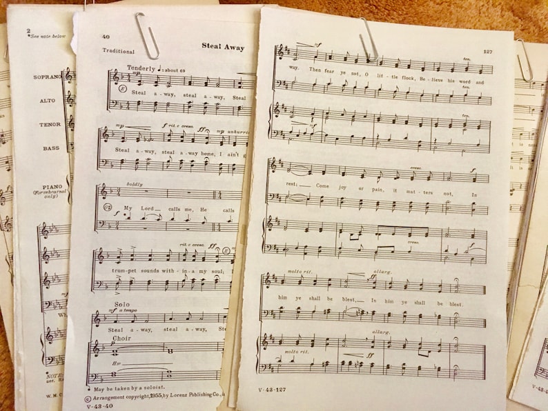 Hymnals Photo Props Lot of Vintage Songbook Pages Gift Idea Gift For Her 5 Pages Per Lot Yellowed Pages 7x9-58 Vintage Collectibles