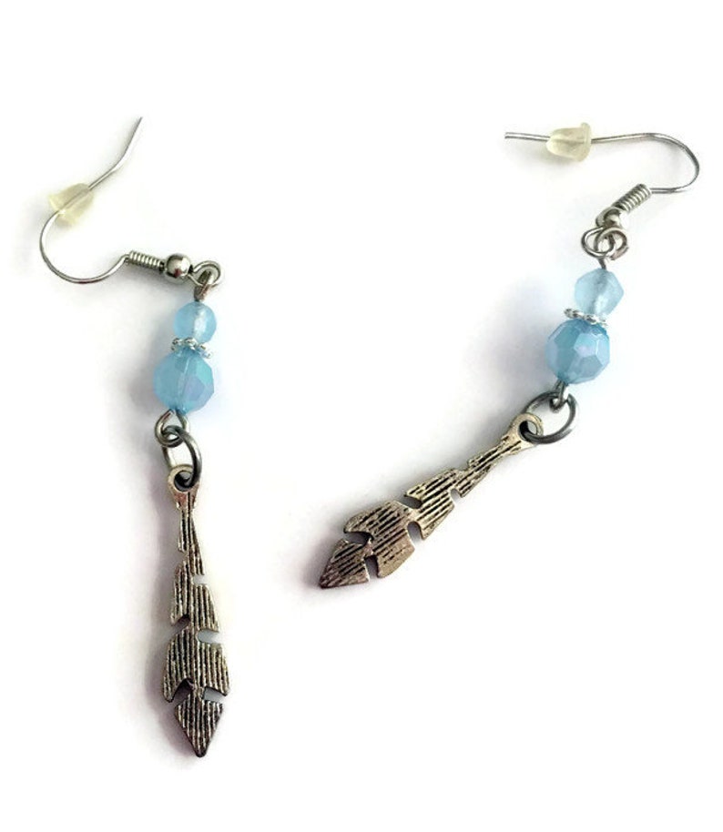 OOAK Gift Idea Mothers Day Blue Gemstone Feather Earrings Gemstone Jewelry Handmade Jewelry Gift For Her Southwestern Style