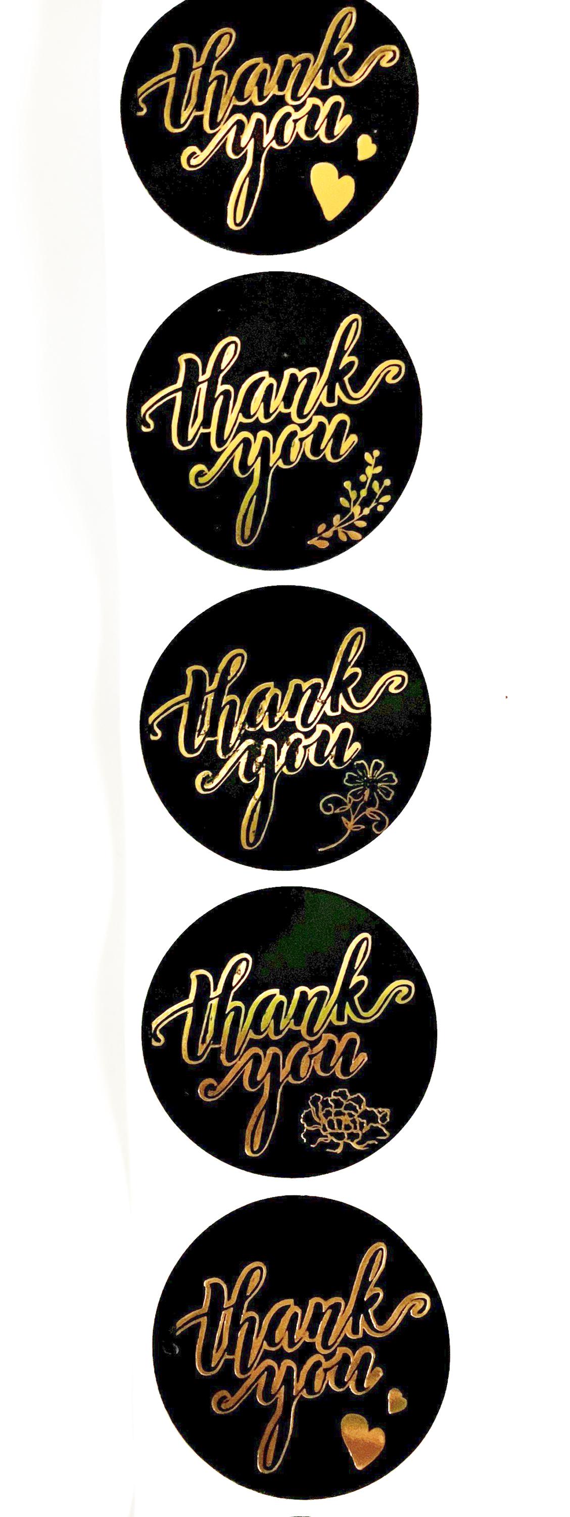 Black & Gold Foil Thank You Stickers: Elegant Business Stickers (1.5 ...