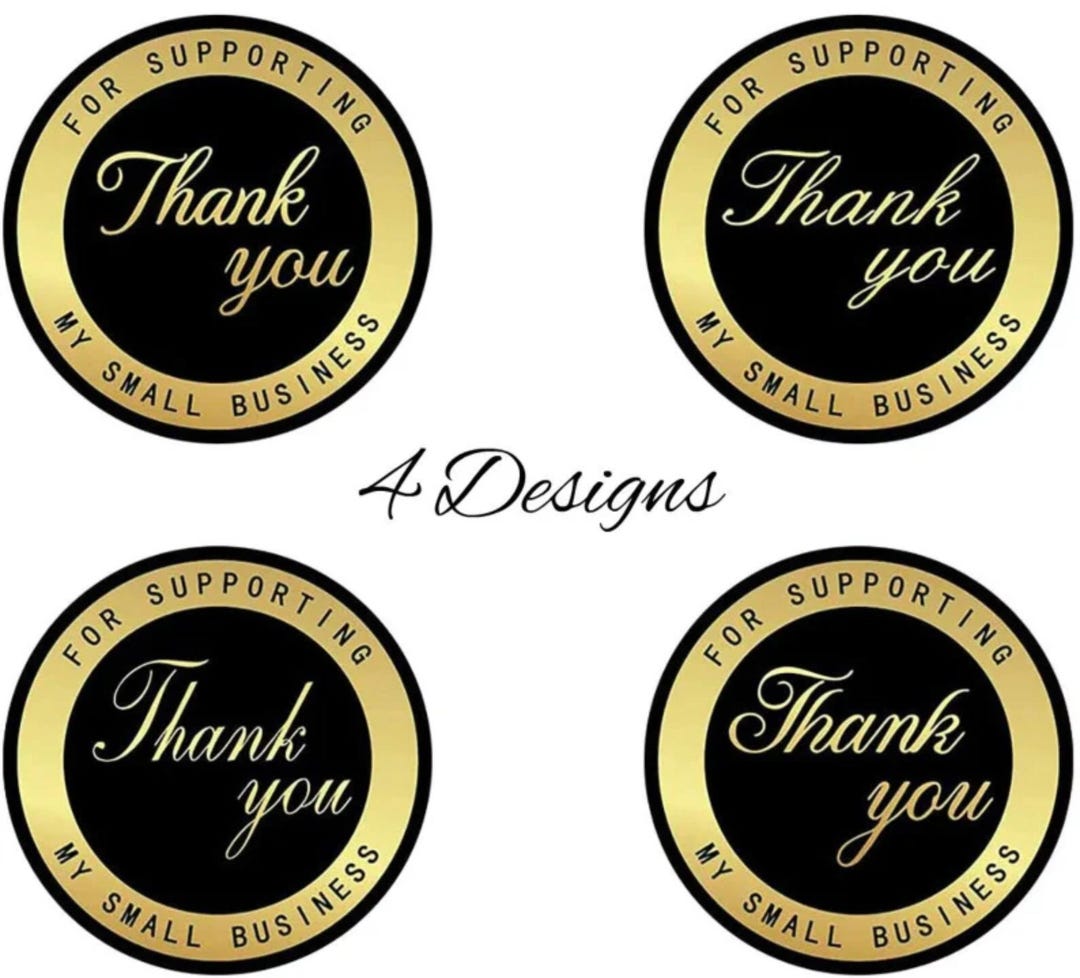 Black and Gold Foil Thank You Stickers, Small Business Stickers, 1.5in ...