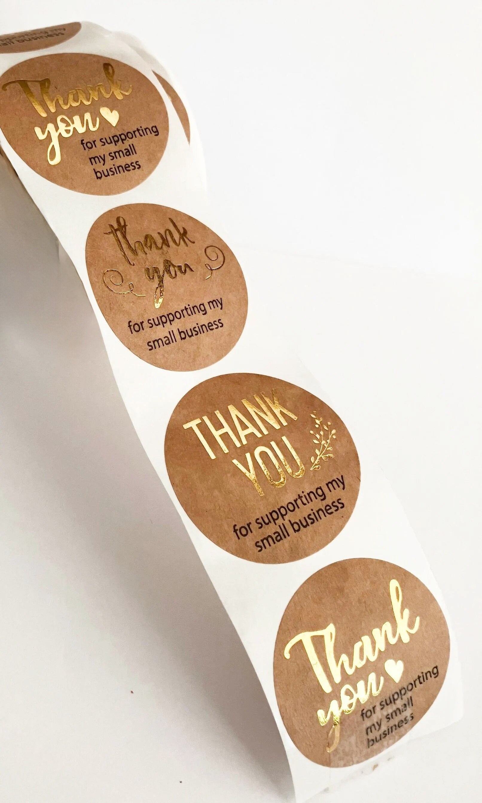 Kraft Paper Thank You Stickers, Gold Foil Letters, Small Business, 1 ...