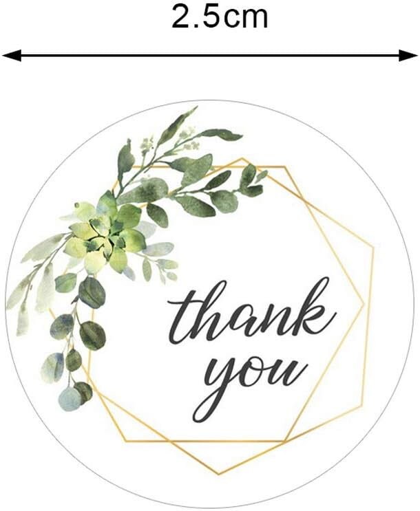 2 Inch Floral Thank You Stickers: Greenery With Black Lettering, 4 ...