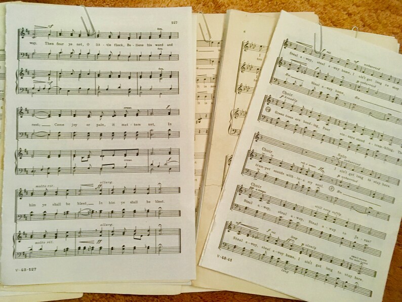 Hymnals Photo Props Lot of Vintage Songbook Pages Gift Idea Gift For Her 5 Pages Per Lot Yellowed Pages 7x9-58 Vintage Collectibles