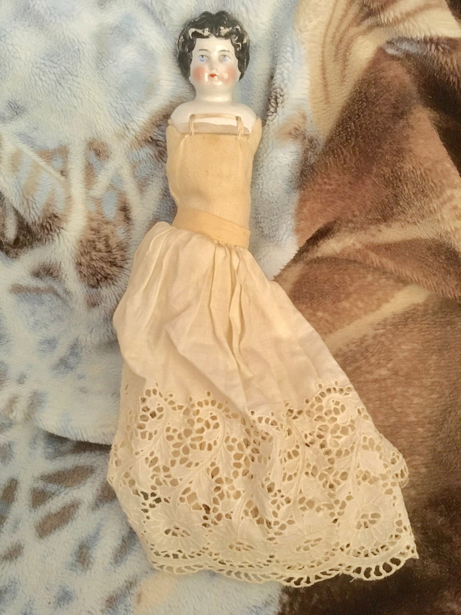Antique Doll With China Doll Parts Muslin Stuffed Body Etsy