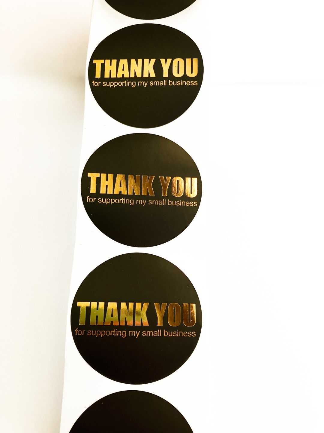 2in Black Thank You Stickers With Gold Foil Lettering, Thank You for ...