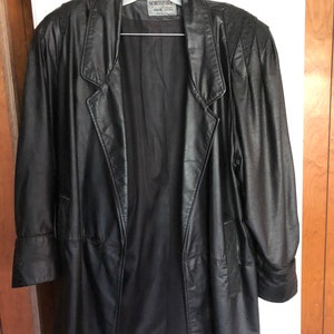 Vintage Barely Worn Black Ladies Leather Coat Size 8, Vintage Clothing, Excellent Condition