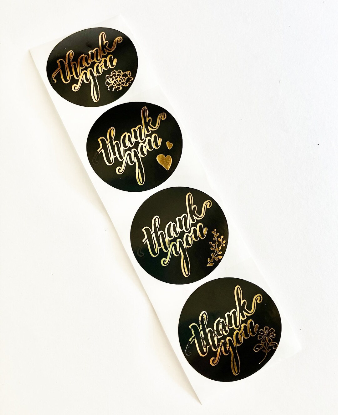 Black & Gold Foil Thank You Stickers: Elegant Business Stickers (1.5 ...