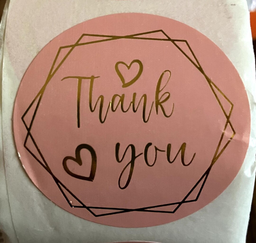 Pink & Gold Foil Thank You Stickers, 1.5 Inch Business Stickers - Etsy