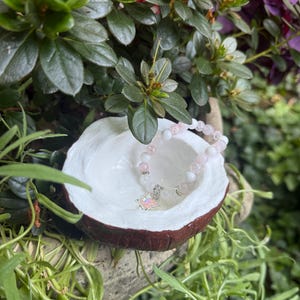 Butterfly Charm Rose Quartz & Mashan Jade Beaded Bracelet