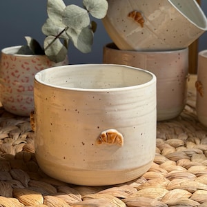 Handgemachte Tasse Becher Keramik - 380 ml  - Frühstückstasse- Cappuccino Becher Unikat - Croissanttasse - Kaffeebecher - Keramiktasse