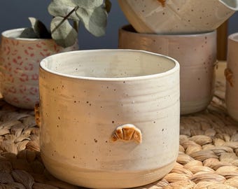 Handmade ceramic mug - 380 ml - breakfast mug - cappuccino mug, unique piece - croissant mug - coffee mug - ceramic mug