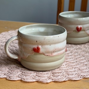Handgemachte Tasse  Keramik - 400 ml  - Herzen Tasse - Cappuccino Unikat -  Lieblingstasse - Kaffeebecher - Keramiktasse