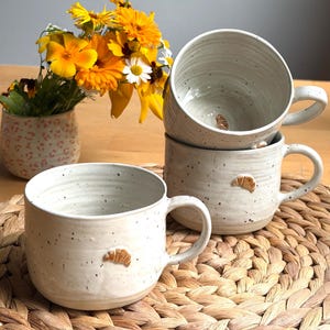 Handgemachte Tasse  Keramik - 380 ml  - Frühstückstasse- Cappuccino Becher Unikat - Croissanttasse - Kaffeebecher - Keramiktasse