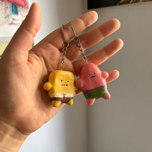 Handmade inspired by SpongeBob and Patrick keyring,cartoon character keyring, bag charm for keys or backpacks,bag accessory