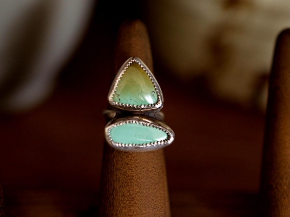 Hubei Turquoise Sterling Silver Statement Ring sz 4