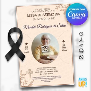 Modelo de cartão funerário para impressão | Modelo editável de cartão de oração fúnebre