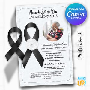 Modelo de cartão funerário para impressão | Modelo editável de cartão de oração fúnebre