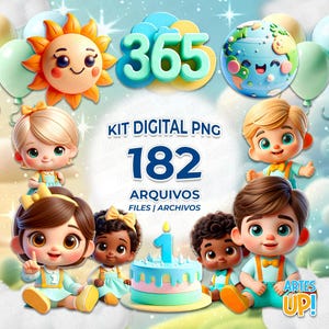 Pacote de Clipart 365 Sorrisos PNG | Kit digital PNG 365 Sorrisos Bebê Cute 3D Clipart