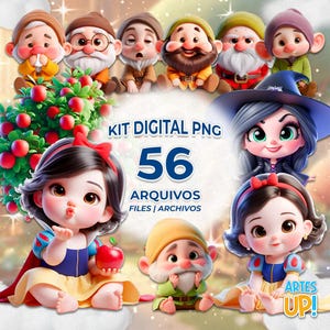 Sneeuwwitje Baby PNG Clipart Pack | Schattige Sneeuwwitje Clipart Digitale Kit PNG