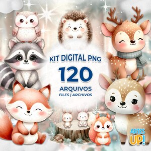 Pacote de Clipart Bosque Encantado aquarela PNG | Kit digital PNG Bosque Encantado Cute Clipart