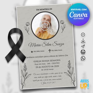 Modelo de cartão funerário para impressão | Modelo editável de cartão de oração fúnebre