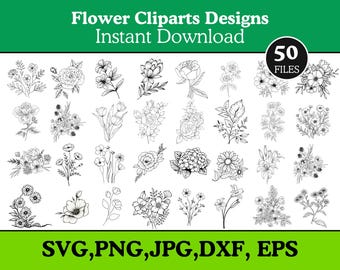Flower SVG Bundle: floral clipart svg, Nature Flower Design, Commercial Use