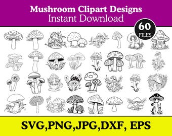 Mushroom SVG Bundle: mushroom clipart, floral mushroom svg, Digital Download