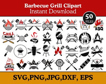 Barbecue Grill Bundle: bbq clipart, BBQ Grill Monogram SVG Bundle, Instant Download