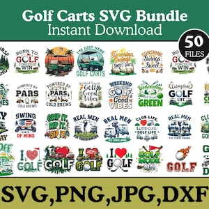 Golf SVG-clipartbundel: 50 golfontwerpen (digitale download)