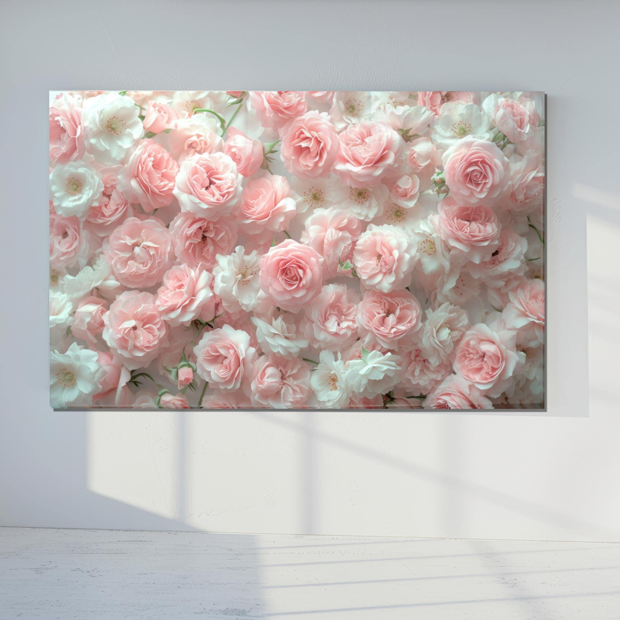 Pink Rose Wall Tempered Glass Art - Romantic Floral Nursery Decor Extra ...