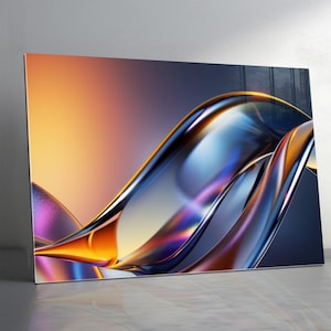 Art mural en verre trempé coloré de luxe abstrait, art mural en verre extra large, dosseret en verre coloré, art mural panoramique-vitrail