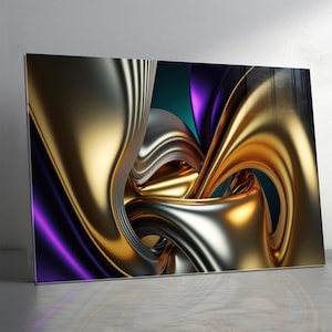 Black Gold Tempered glass wall art Abstract, Extra Large Glass Wall Art, Gold Glass Backsplash, Panoramic Wall Art-Stained Glass Panel
