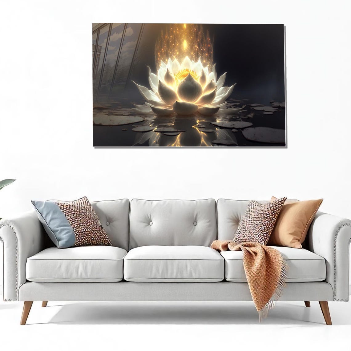 Lotus Flower Tempered Glass Wall Art, Abstract Zen Decor - Etsy