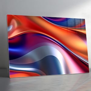 Art mural en verre trempé coloré de luxe abstrait, art mural en verre extra large, dosseret en verre coloré, art mural panoramique-vitrail