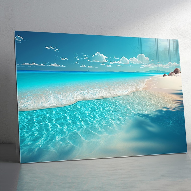Tempered Glass Ocean Beach Wall Art – Panoramic Coastal Landscape - Etsy
